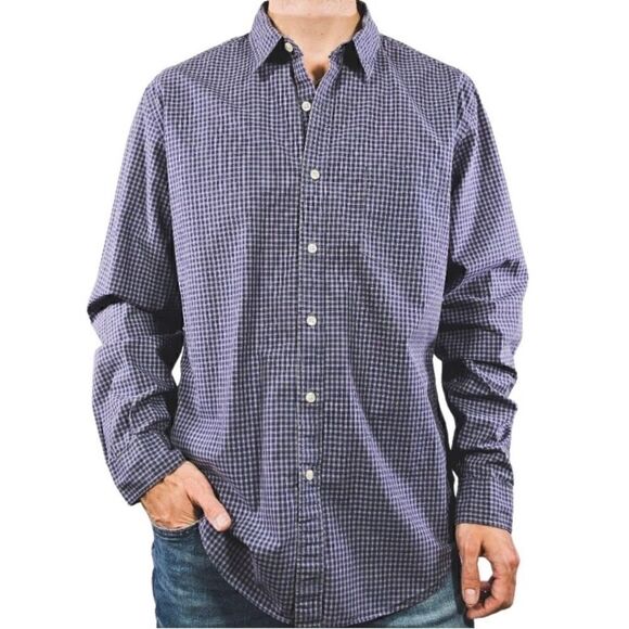 J. Crew Other - J Crew Tailored Fit Gingham Check Long Sleeve in Purple/Grey Men’s M